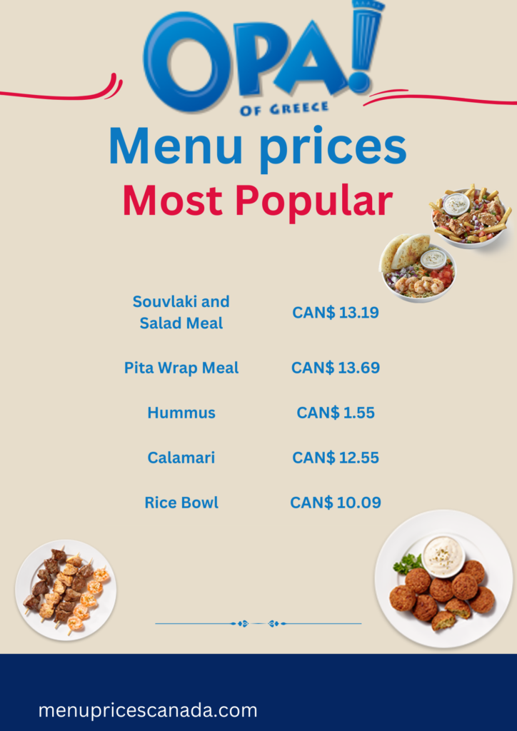 OPA of Greece Menu & Prices in Canada