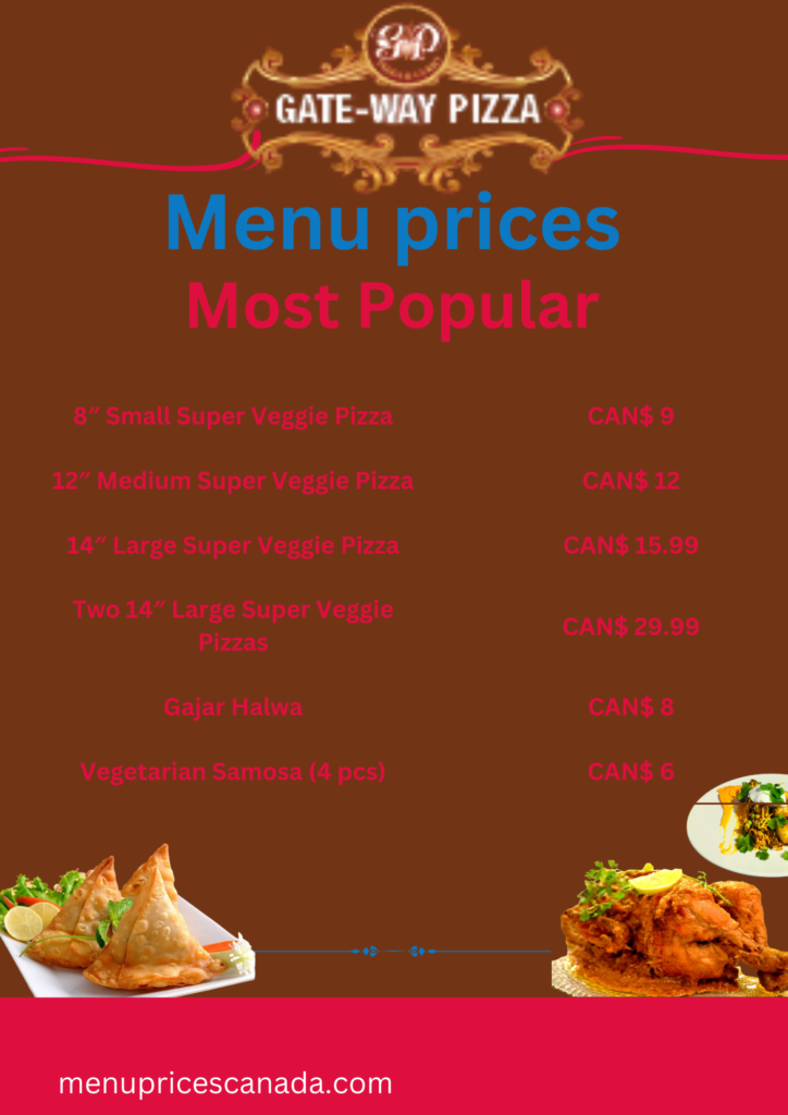 Gateway Pizza Menu and Prices in Canada