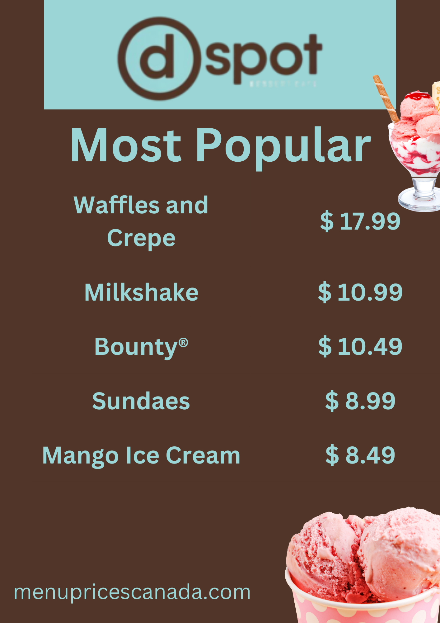 D Spot Dessert Cafe Menu Prices In Canada Updated January