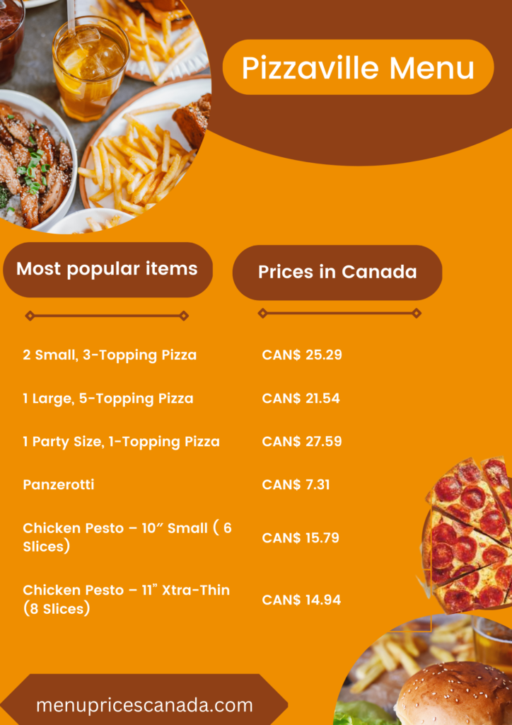 Most popular Pizzaville Menu Prices in Canada