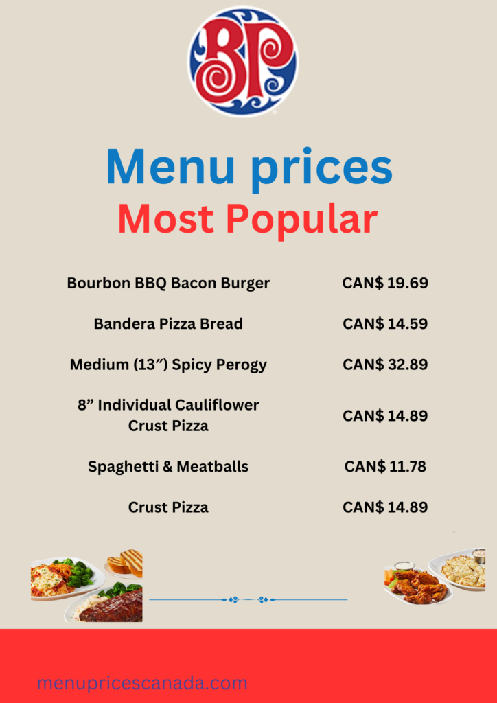 Boston Pizza Menu and Prices in Canada