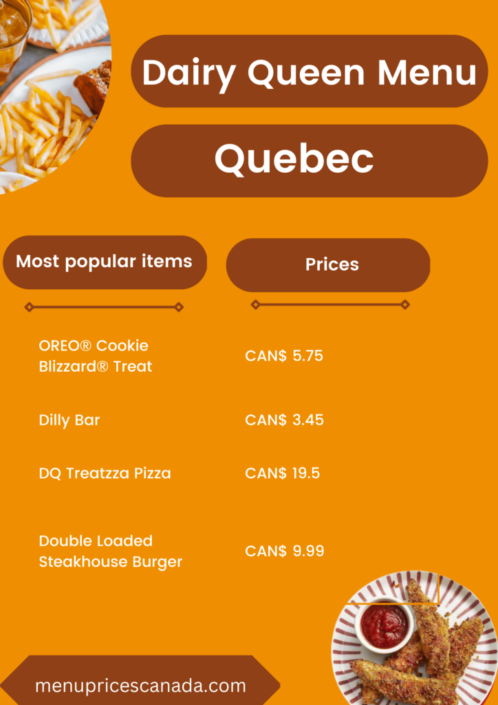 Popular Items on Dairy Queen Menu Prices in Quebec