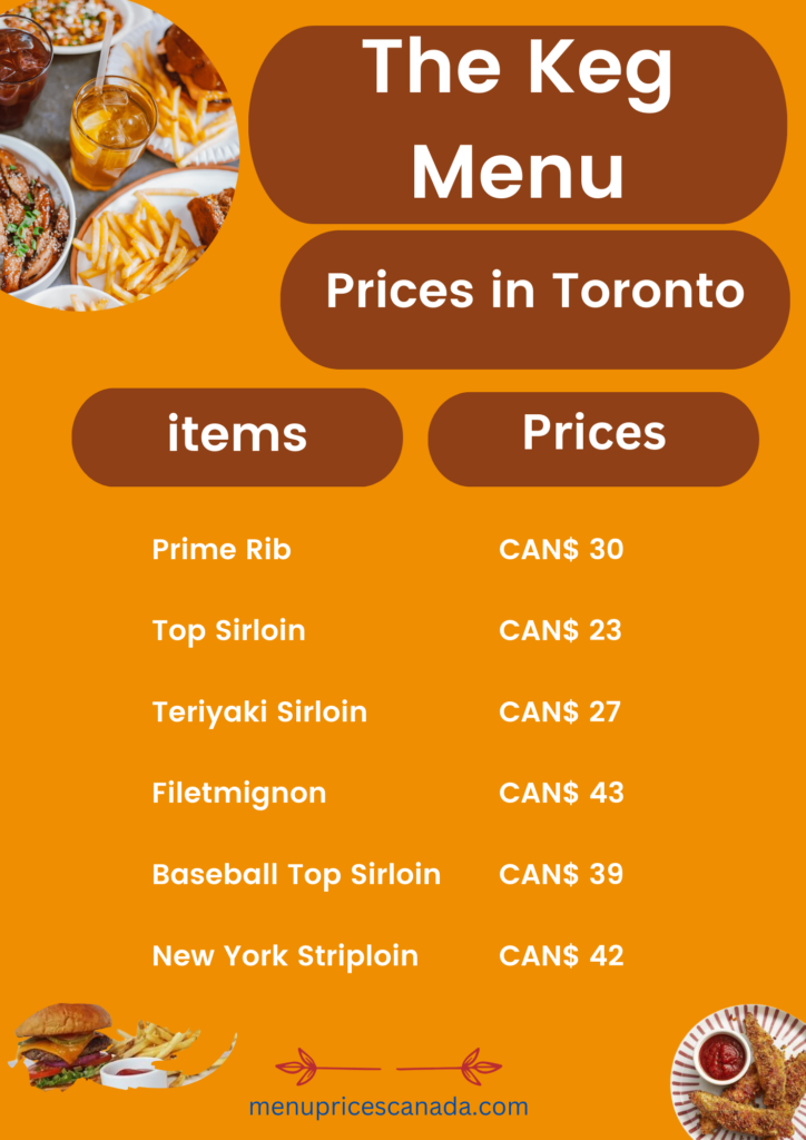 Most popular The Keg Menu & Prices in Toronto